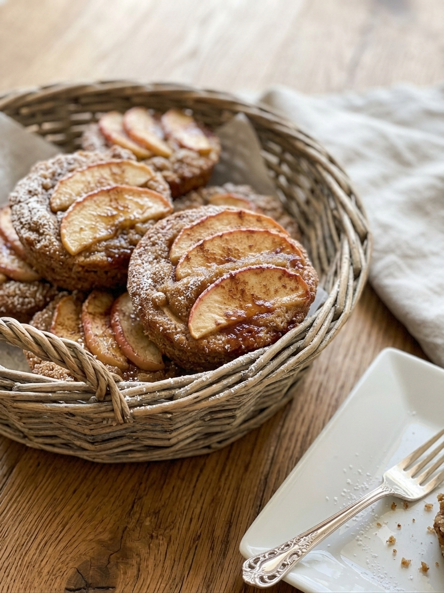 A batch of apple cinnamon muffins with golden, cracked tops and a cinnamon-sugar topping